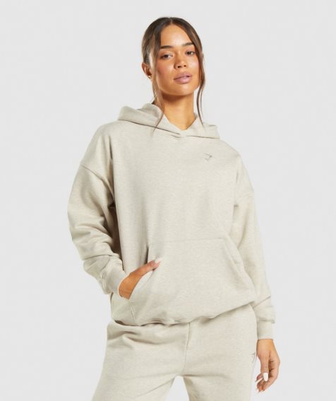 Women's Gymshark Rest Day Sweats Hoodie Beige | NZ 2UHIOA